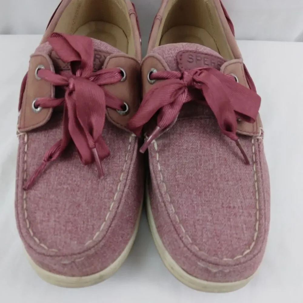 Sperry Top-Sider Koifish Sparkle Canvas Boat Shoe Slip On Red Women's Size 7.5